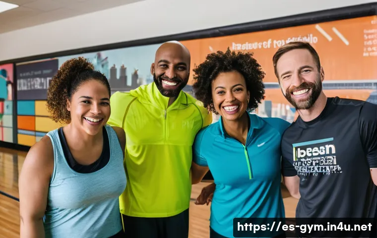 피트니스 경영사로서 직업 만족도를 높이는 법 - **Prompt:** A diverse group of gym members and staff, all wearing modest and functional athletic att...