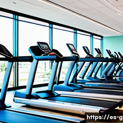 Home 32 피트니스 경영사와 헬스케어 마케팅 전략 - A modern fitness center interior bustling with activity, showing diverse adult clients engaged in gr...
