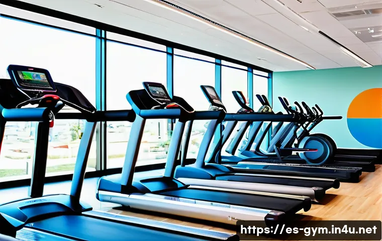 피트니스 경영사와 헬스케어 마케팅 전략 - A modern fitness center interior bustling with activity, showing diverse adult clients engaged in gr...