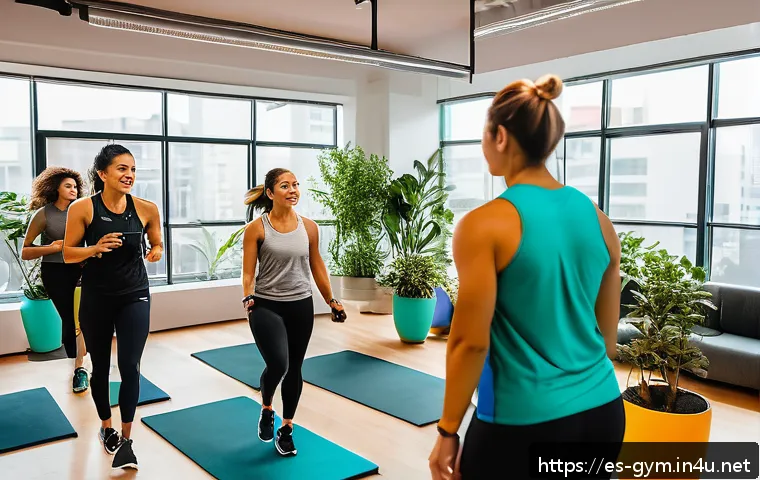 피트니스 경영사 네트워킹 중요성과 방법 - A vibrant fitness networking event in a modern urban co-working space in Mexico City, featuring dive...